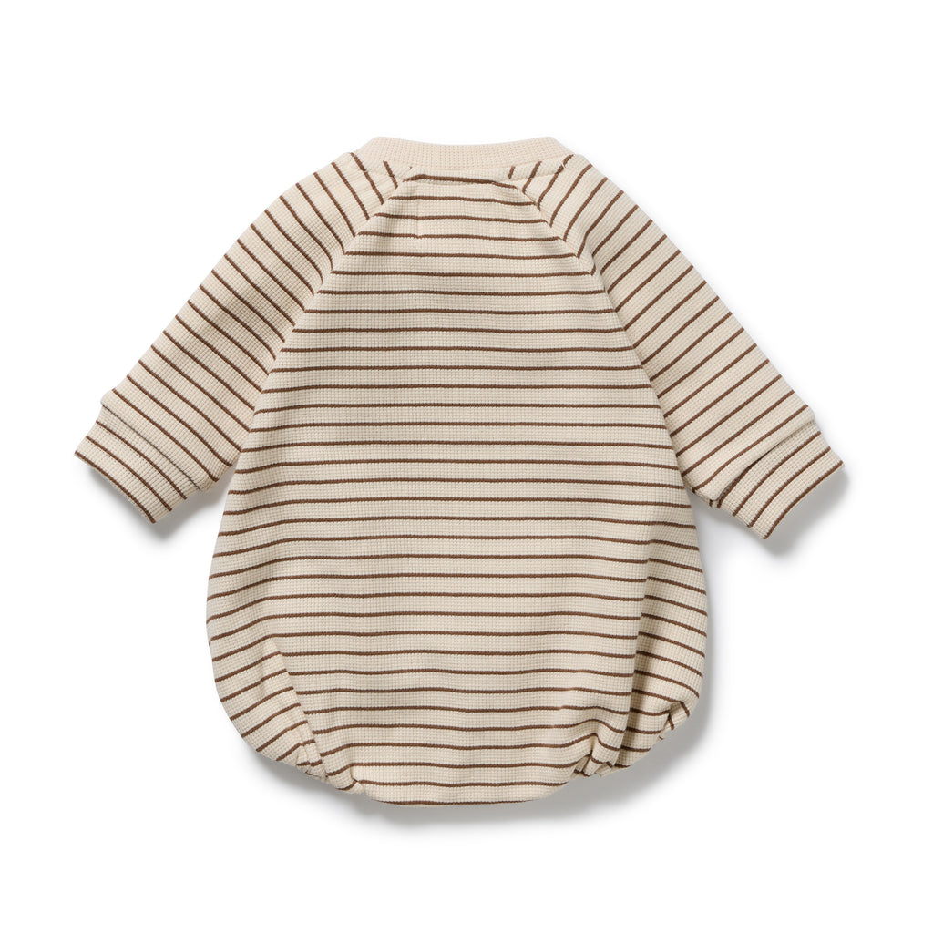 Nutmeg Stripe Organic Waffle Bodysuit