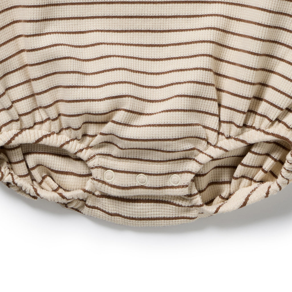 Nutmeg Stripe Organic Waffle Bodysuit