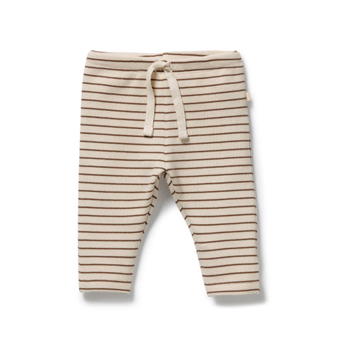 Nutmeg Stripe Organic Waffle Legging