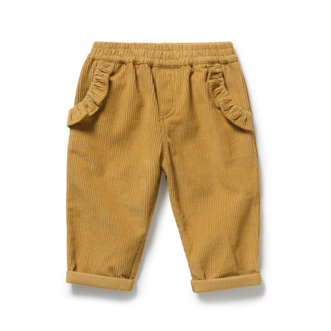 Amber Glow Organic Cord Ruffle Pant