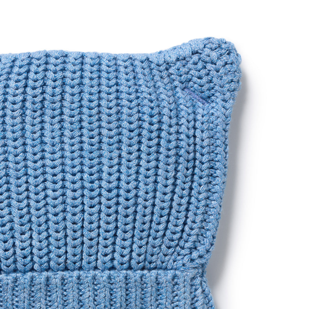 Frosted Blue Organic Knitted Bear Hat