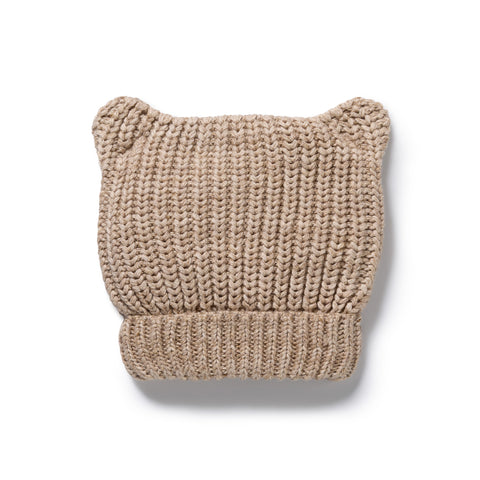 Sandstone Organic Knitted Bear Hat