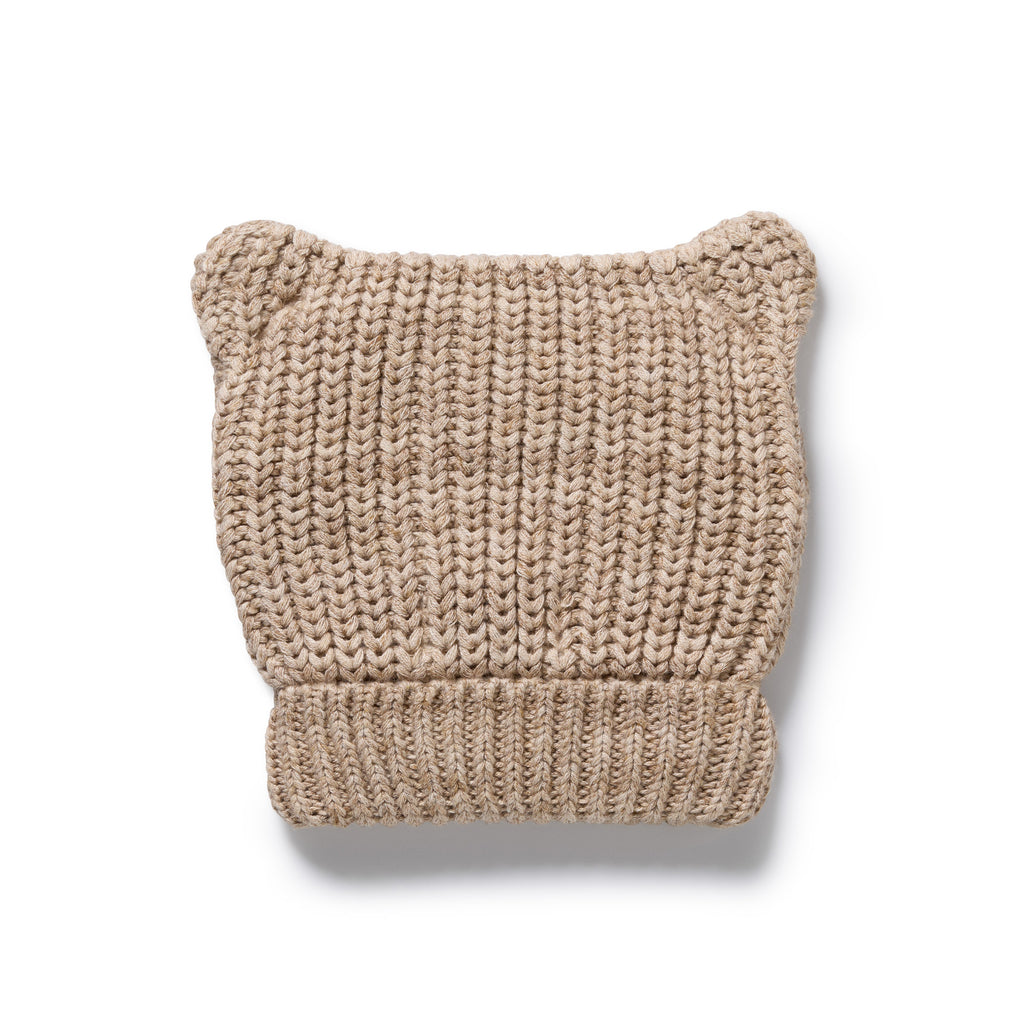 Sandstone Organic Knitted Bear Hat