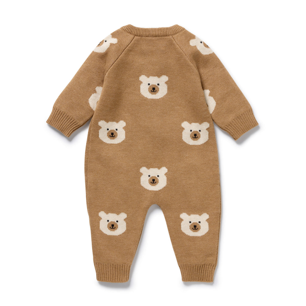 Beary Cute Organic Knitted Jacquard Growsuit