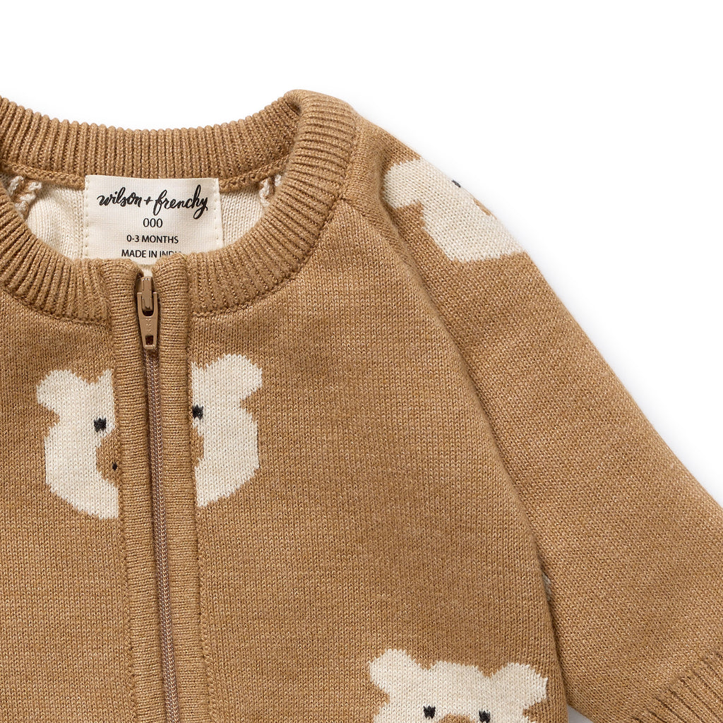 Beary Cute Organic Knitted Jacquard Growsuit