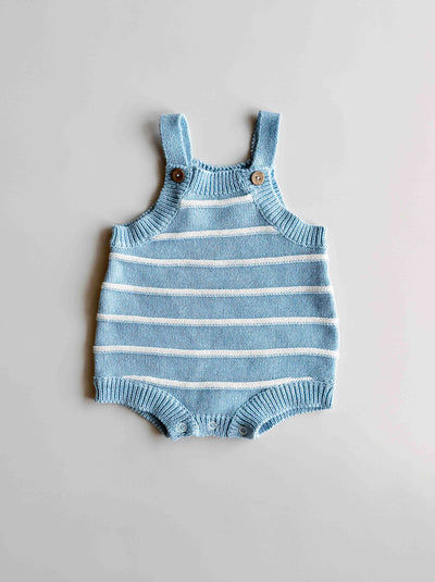 Raised Stripe Button Romper | Arctic