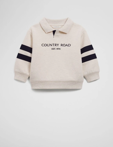 Country Road Collared Sweat - Oatmeal