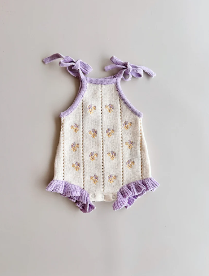 Bloom Pointelle Tie Romper | Aster