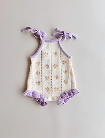 Bloom Pointelle Tie Romper | Aster
