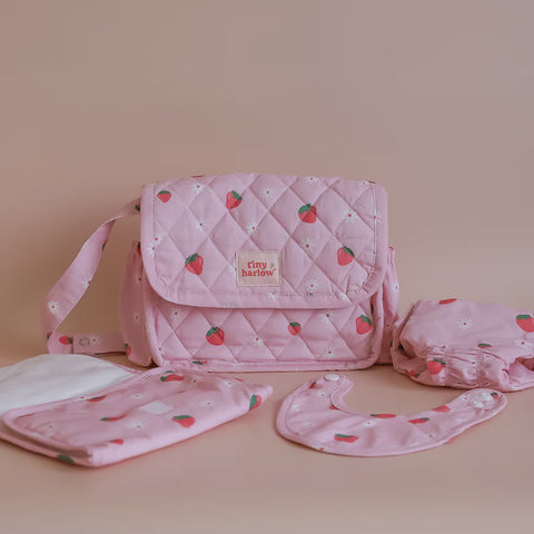 Convertible Dolls Nappy Bag Set - Strawberry Picnic