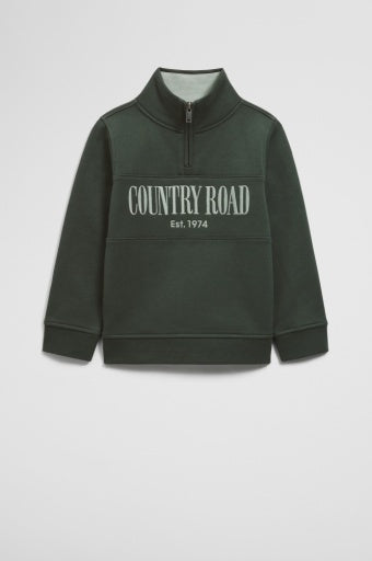 Australian Cotton Heritage Half Zip Sweat - Forest