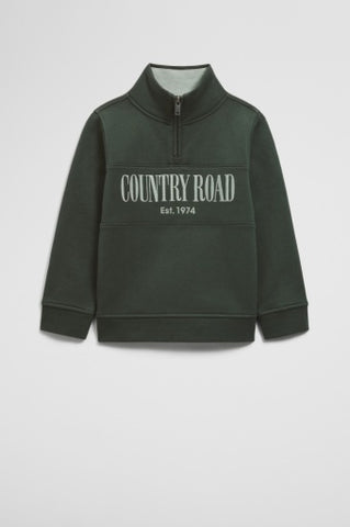 Australian Cotton Heritage Half Zip Sweat - Forest