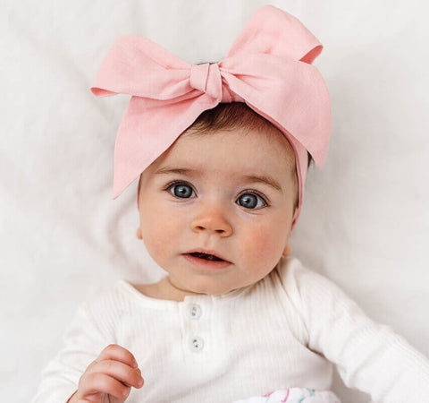 Pre-Tied Headband Wrap - Baby Pink Linen
