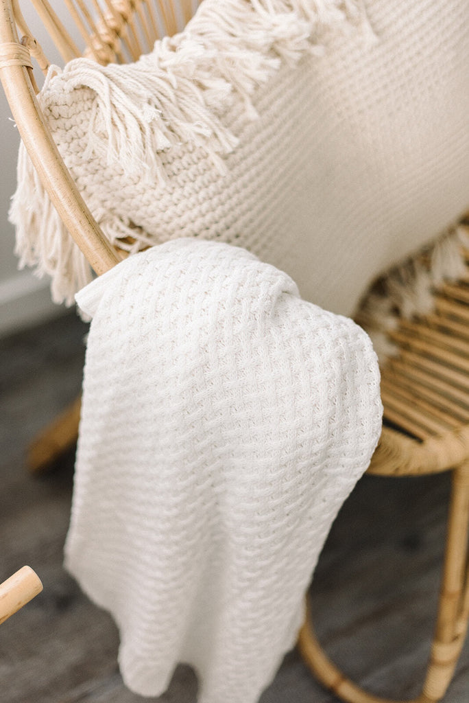 Diamond Knit Baby Blanket - Cream