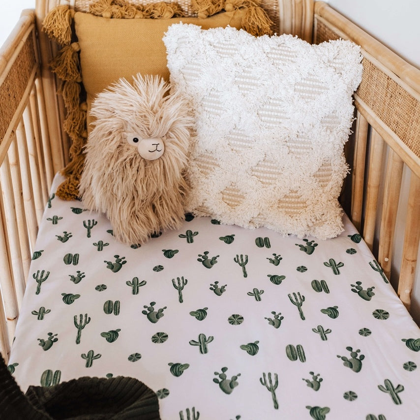 Fitted Cot Sheet - Cactus
