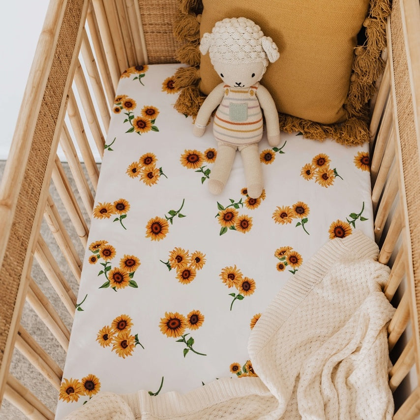 Fitted Cot Sheet - Sunflower
