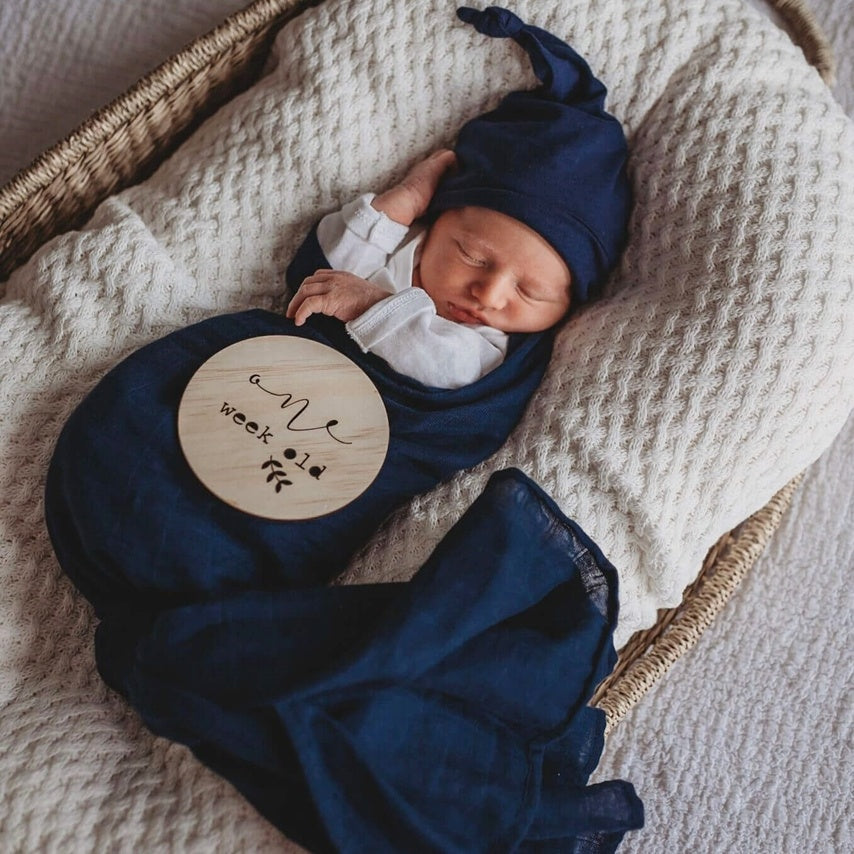 Organic Muslin Wrap - Navy