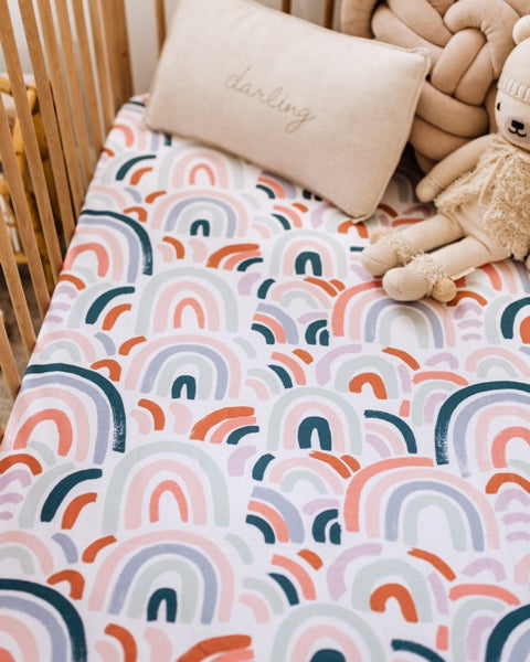 Fitted Cot Sheet - Rainbow Baby