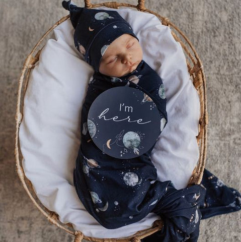 Baby Jersey Wrap & Beanie Set - Milky Way