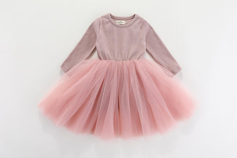 Valentina LS Tutu Dress - Dusty Pink