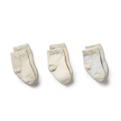 3 Pack Baby Socks - Cream/Oatmeal/Grey Cloud
