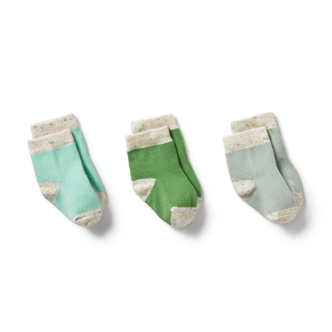 3 Pack Baby Socks - Mint Green/Cactus/Smoke Blue