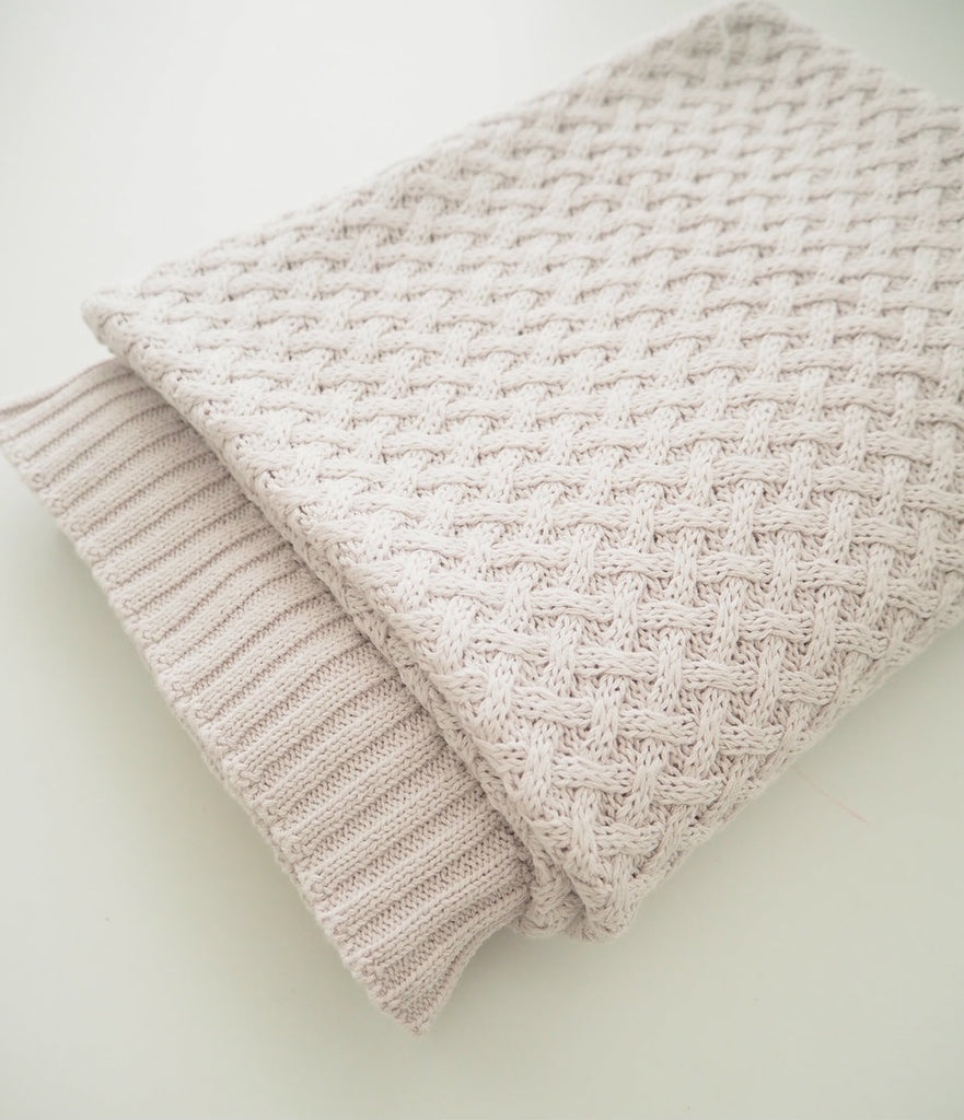 Diamond Knit Baby Blanket - Warm Grey