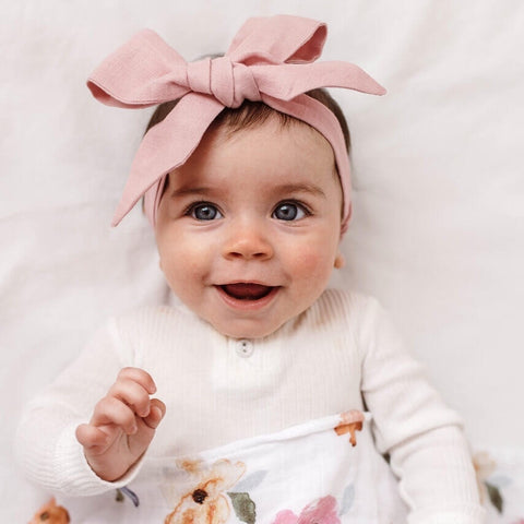 Pre-Tied Headband Wrap - Dusty Pink Linen