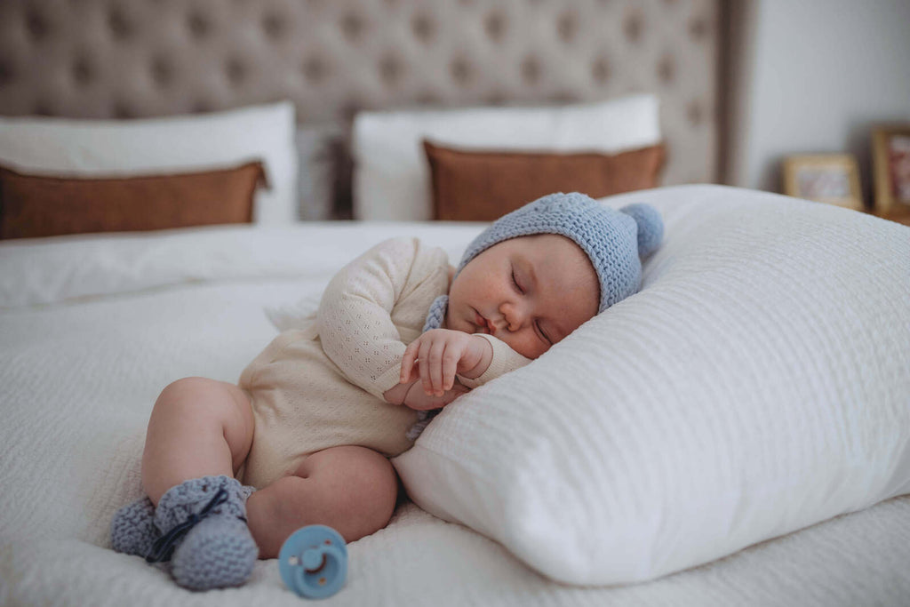 Merino Wool Bonnet & Booties - Blue