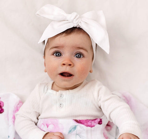Pre-Tied headband Wrap - White Linen
