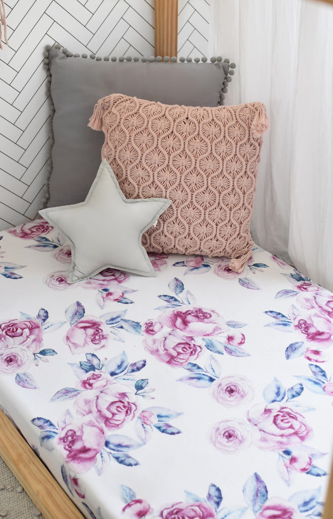 Fitted Cot Sheet - Lilac Skies