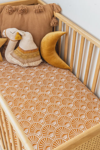 Organic Cot Sheet - Banksia Caramel