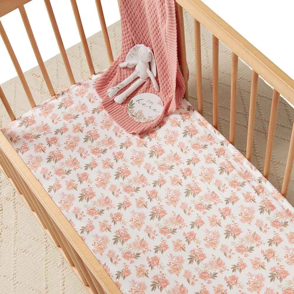 Fitted Cot Sheet - Rosette