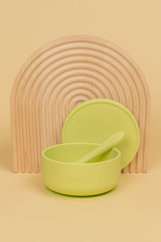 Silicone Bowl With Lid + Spoon Set - Apple