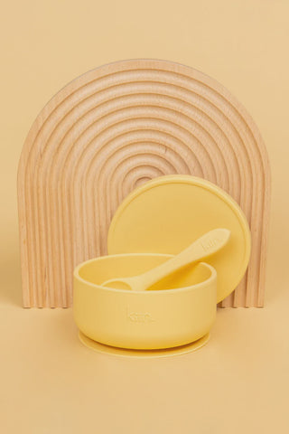 Silicone Bowl With Lid + Spoon Set - Buttercup