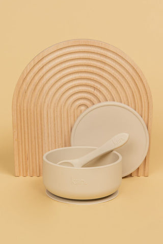 Silicone Bowl With Lid + Spoon Set - Vanilla