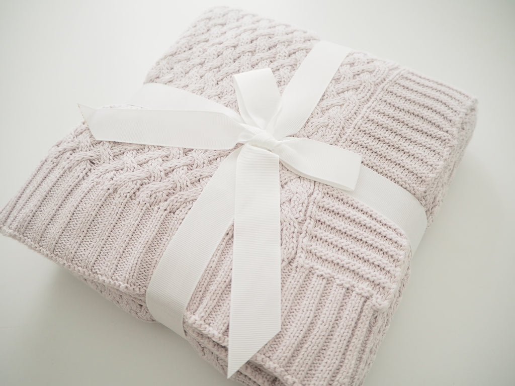 Diamond Knit Baby Blanket - Warm Grey